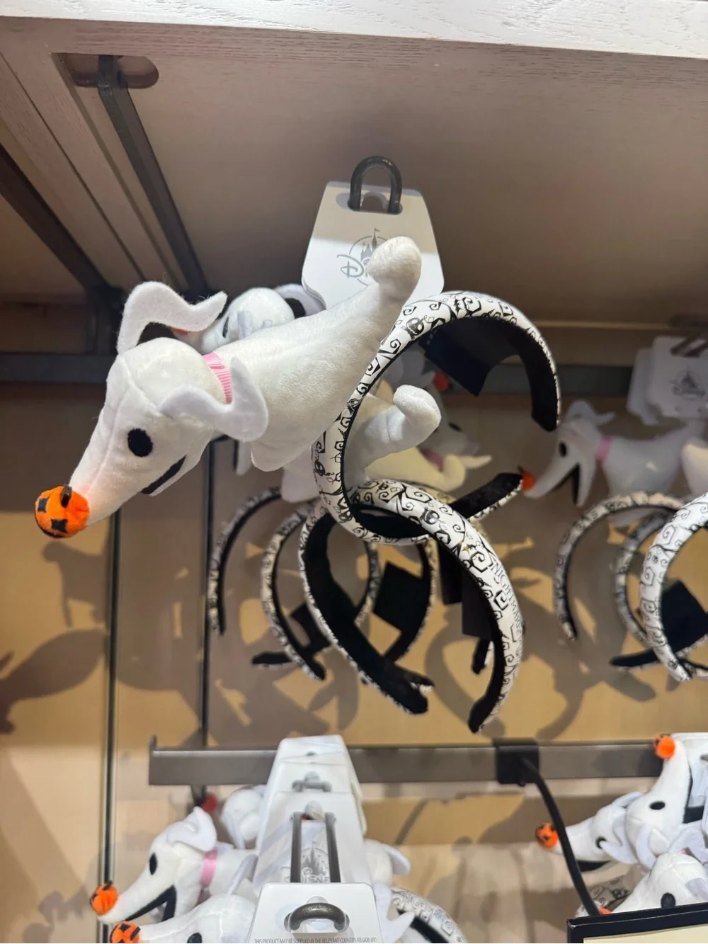 Disney Disneyland Zero Plush Ears Headband with Black-and-White Skull Band
